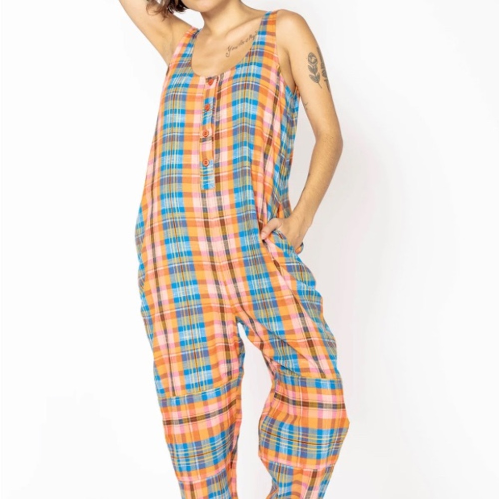 ace & jig freshman plaid jumpsuit XS